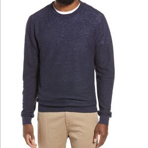 Nordstrom Men’s Linen &‎ Cotton Crewneck Sweater, Navy, Size XL, NWT